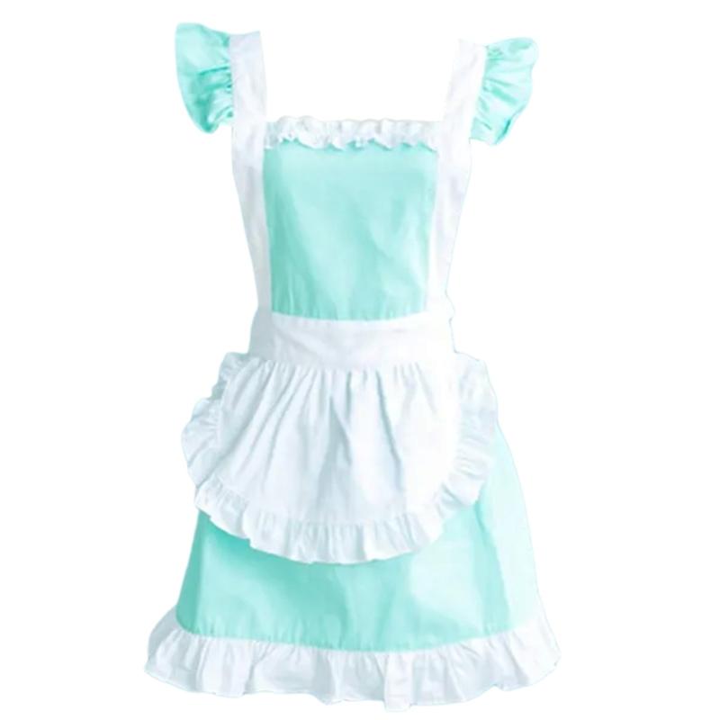 Halloween Maid Apron Costume Princess Maid Apron Women Kitchen Apron for Cooking Baking Princess Maid Apron with Pocket синий