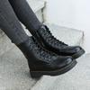 Women 'S Fashion Boots Autumn And Winter Warm And Comfortable All -Match Lace -Up Mid -Tube Flat Waterproof Non -Slip Women 'S Shoes