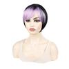 Short Hair Wigs Bob Haircut Whit Bangs Pink Purple Green Ombre Color Wig for Women Girls