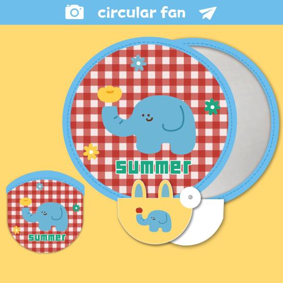 Cartoon Folding Round Fan with Photography Reflector Portable Lightweight Pocket Size Outdoor Travel Camping Summer Handheld Fan