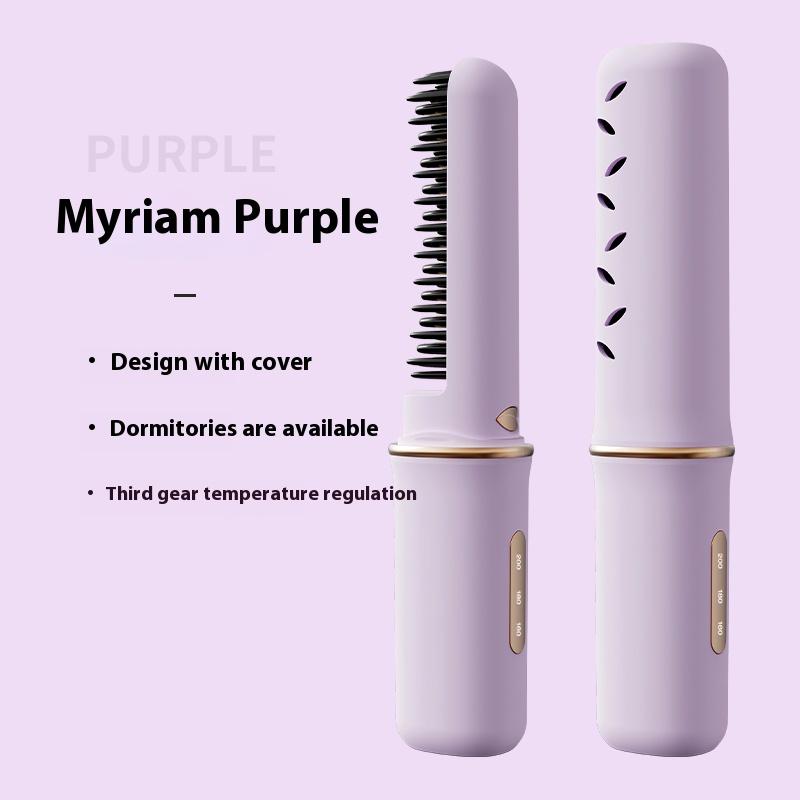 

Wireless Straight Curling Hair Comb Heating Negative Ion Hair Straightener Rechargeable Anti-scalding Electric Hair Care Brushes фіолетовий