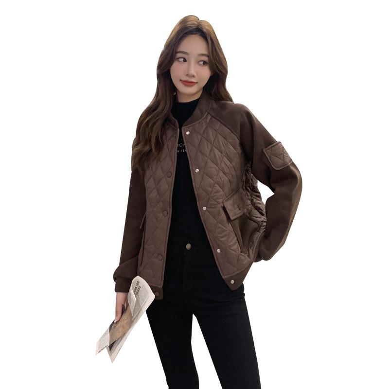Fashion cotton clothes women's rhombus thin winter new short jacket padded cotton loose baseball clothes cotton jacket women