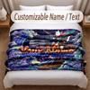 Dinosaur Theme Soft Blanket Personalized Custom Name Text Print Warm Blanket Home Sofa Bedroom Decor