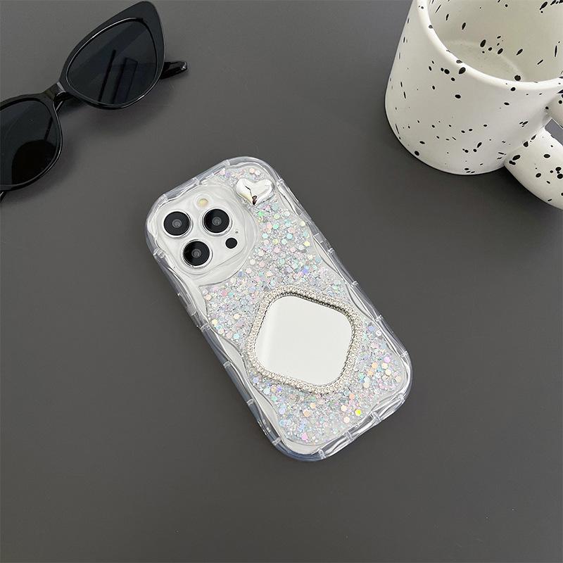 Sparkling Glitter Phone Case for IPhone 17 Promax Love Mirror for Apple 14 Silicone All Inclusive Anti Fall 16