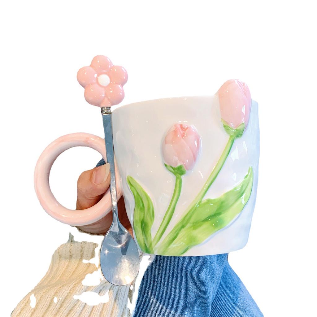 Design Sense Mug High Value Tulip Ceramic Cup Souvenir Water Cup Office Teacup Event Gift