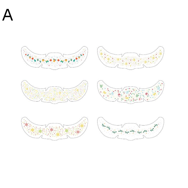 6Sheets Christmas Glitter Freckles Holographic Stickers Santa Claus Bell Snowman Temporary Tattoo Stickers For Festival Party