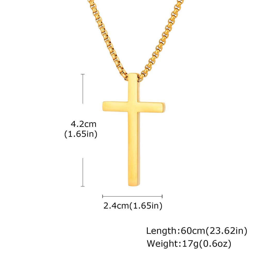Stainless Steel Simple Cross Pendant Necklace, Multiple Sizes for Men and Women (Model 2103)