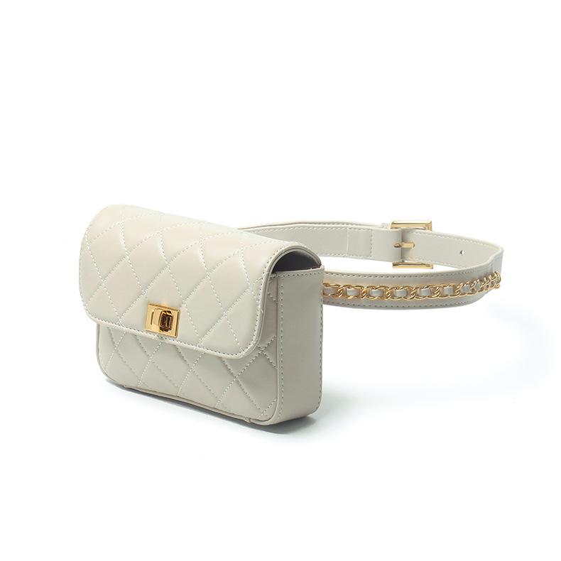 Piele de vițel prim strat Mică Geantă de șold Vânt Parfumat Geantă cu lanț Romb Geantă Mini din Piele Naturală Curea de umăr lată Geantă de piept Geantă de damă