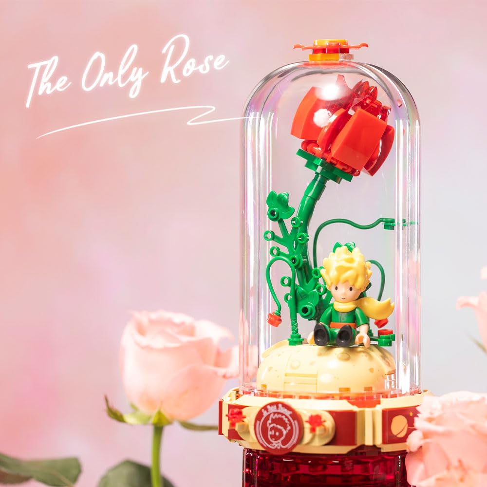 PANTASY The Little Prince Rose Flower Building Block Set - Rose Flower Model - DIY Assembly for Adults and Children - Bouquet - Home Decor Gift