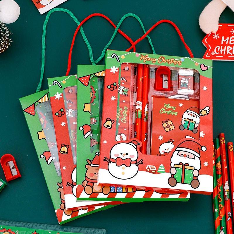 Christmas Student Stationery Gift Box Set Cartoon Santa Claus Snowman Elk Kids Gift Merry Christmas Decor Happy New Year 2026