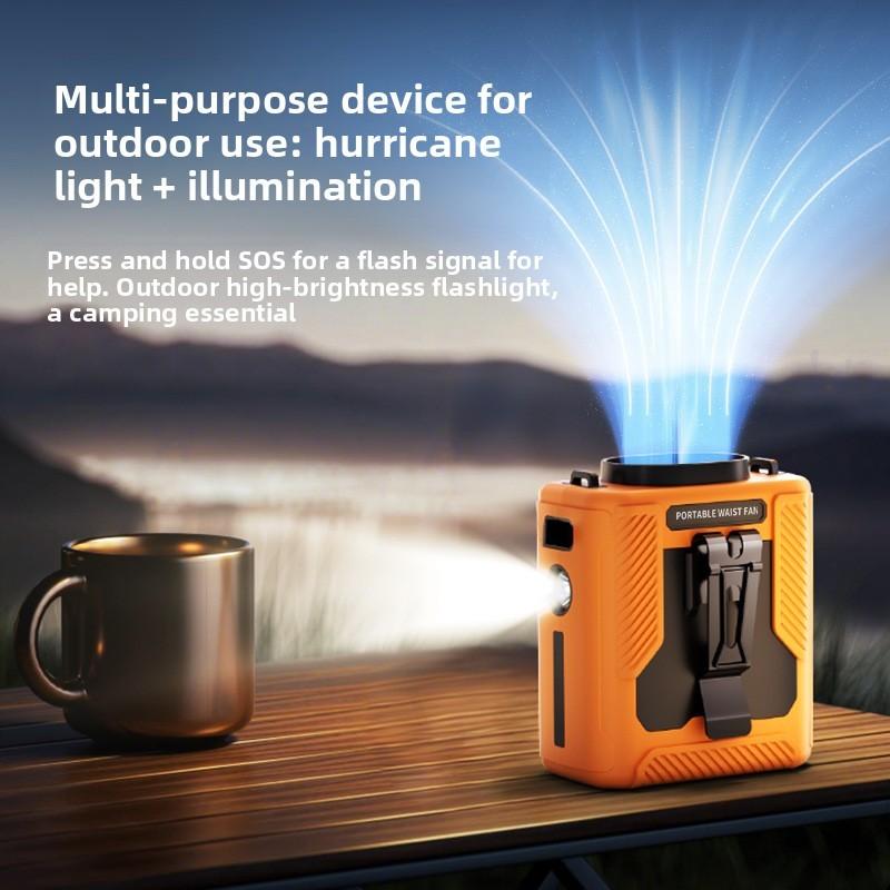 Portable Waist Fan With Rechargeable Battery For Outdoor Work And Camping
