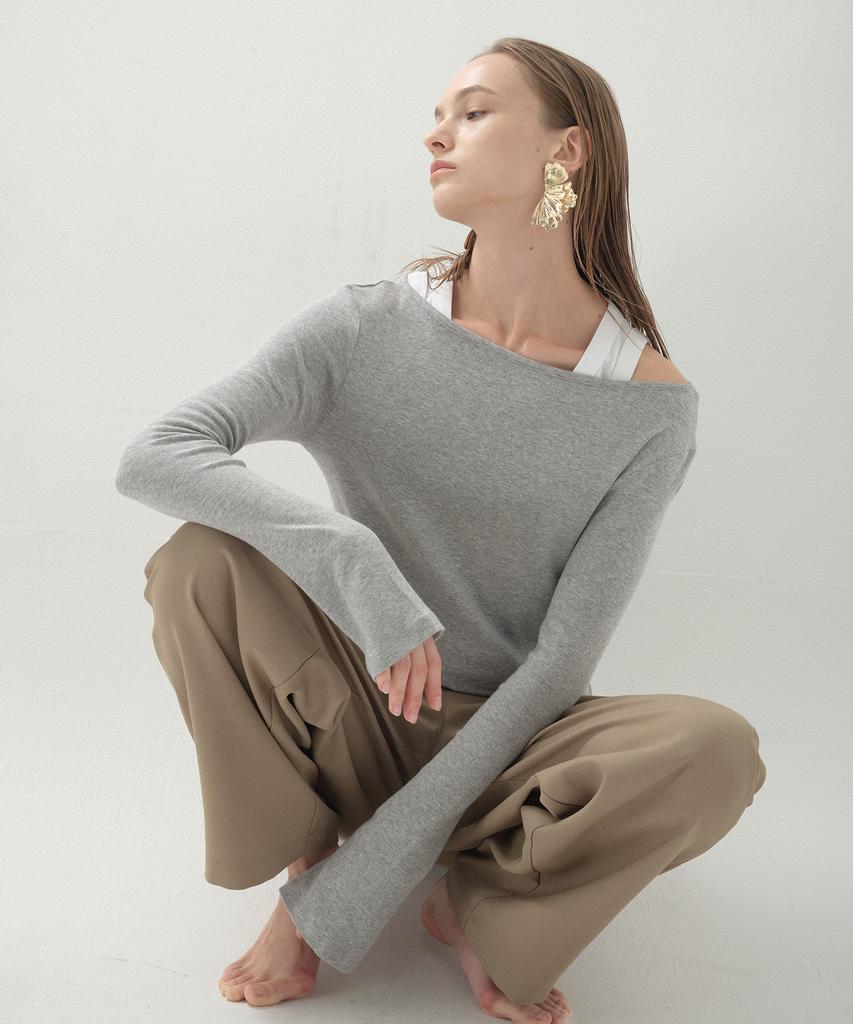 LOVENTINA Cutoff Tencel T-Shirt_Gray