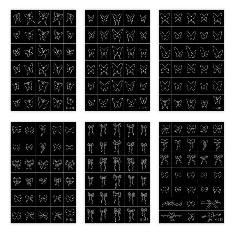 Hallow Butterfly Bow Knot Nail Art Sticker Self Adhesive Sticker Manicure Salon Supply French Smudge Template Auxiliary Sticker
