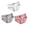 3Pcs Cotton Underwear Women Seamless Briefs Bowknot Stripes Underpants Breathable Mid-Waist Briefs for Female