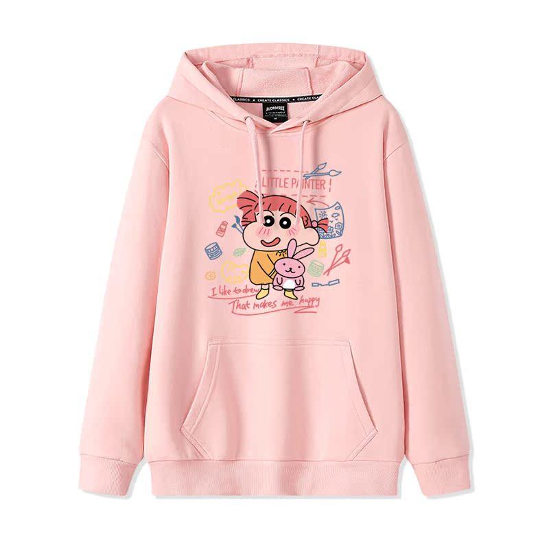 2025 Vysoce kvalitní podzimní svetr s potiskem Crayon Shin-chan s kapucí Trendy značka Volný Líný styl Bunda Jednoduché a roztomilé Campusové oblečení
