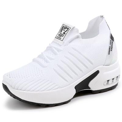 Women New Fashion Spring and Autumn Mesh Inner Heightening White Shoes Women Shoes Breathable Casual Sports Shoes