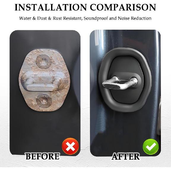 4PCS Door Latch Lock Cover,Silicone Door Latch Guard Car Decorations&Protects Door Latches,Universal Self-Adhesive Door Lock Latch Protector Car