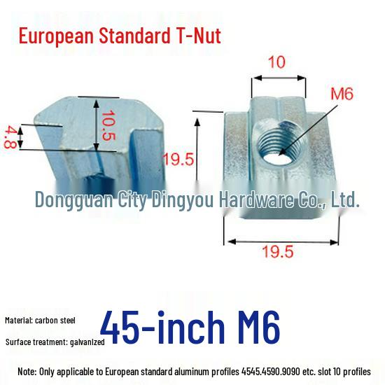 Industrial T-Slot Stainless Steel Slider Nut for 20/30/40 Aluminum Profiles, Square Nuts M3-M8
