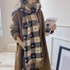 Luxury Heart Print Winter Cashmere Pashmina Scarf Shawl Lady Wrap Warm Autumn Scarves Lady Warm Soft Foulard Poncho Stoles