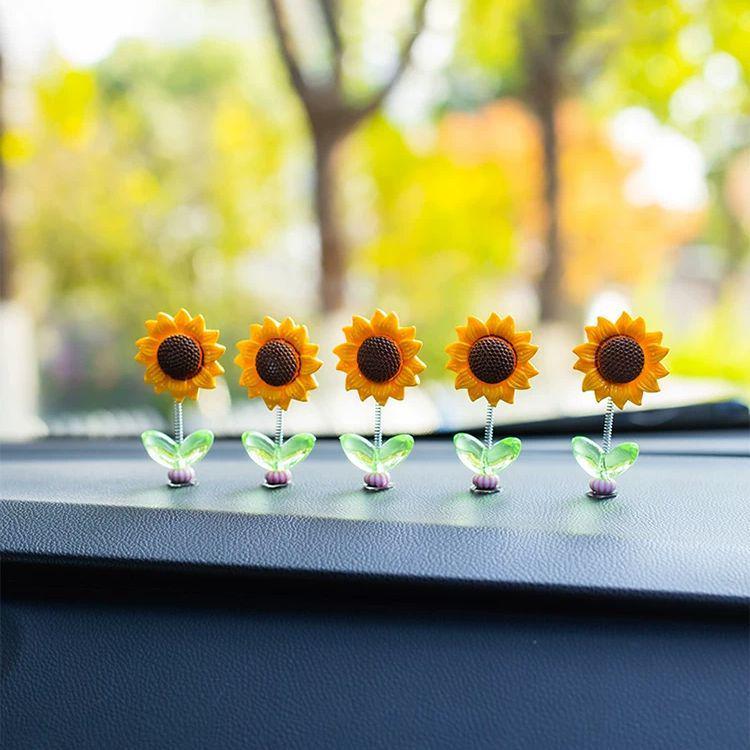 Sonnenblumen Schüttelkopf Ornament: Heilende Blume zur Dekoration des Armaturenbretts oder Rückspiegel im Auto