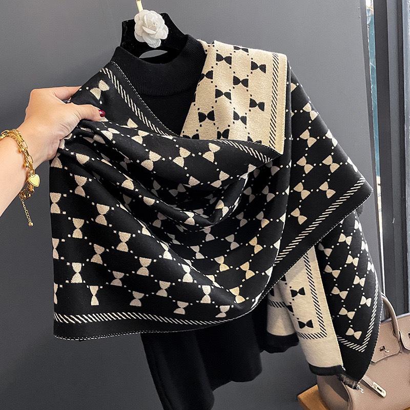 Women's Cashmere Blend Double-Sided Scarf - Autumn/Winter Warm Shawl, Versatile High-End Fashion