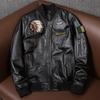 Genuine Leather Baseball Jacket Mens Indian Style Biker Coat Autumn Outerwear Large Size Pure Cowhide