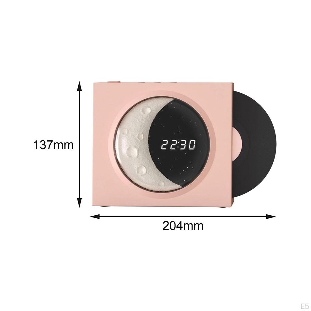 Vinyl Player Speaker, Portable Speaker Support TF Card AUX Vintage Night Light with Time Display