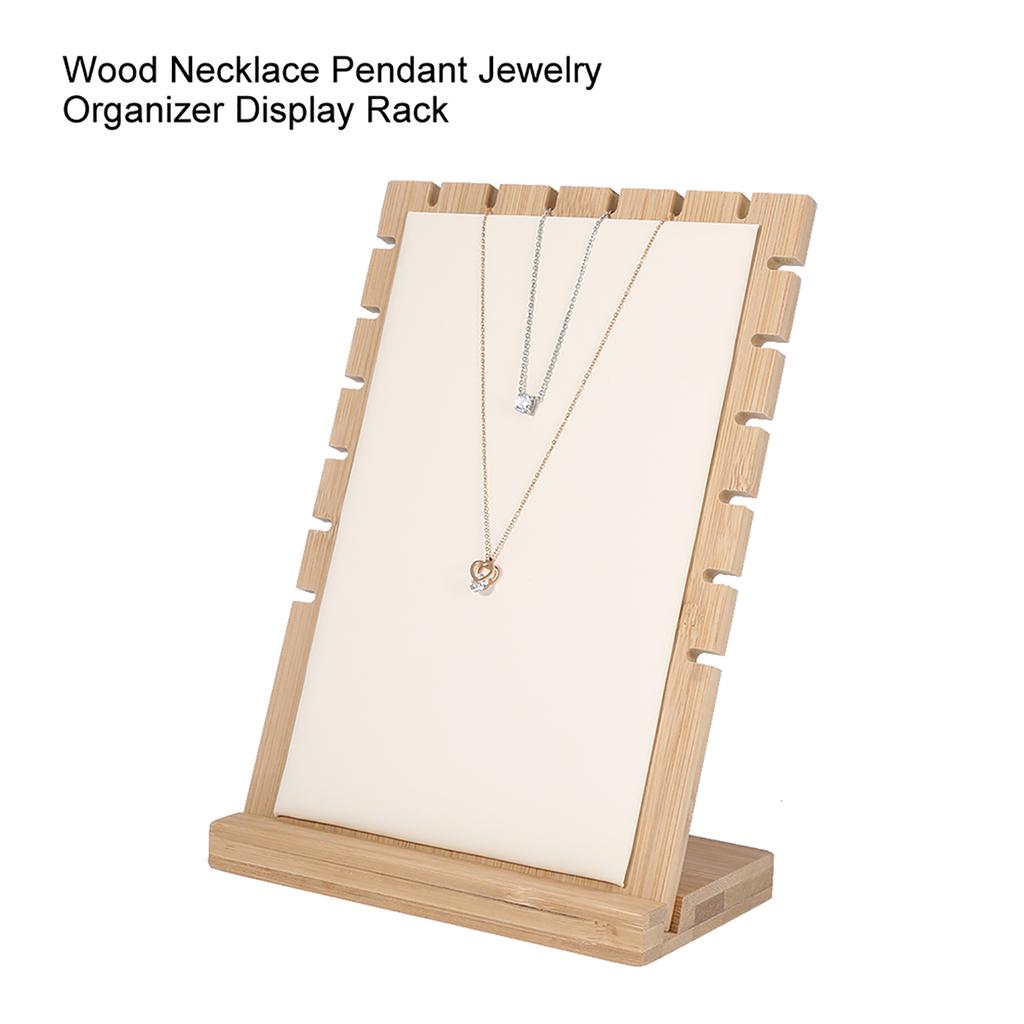 Wood Necklace Bracelet Pendant Jewelry Organizer Display Holder Stand Rack(White)