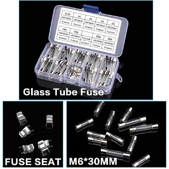 0.5A-30A 250V Fast-Blow Glass Tube Fuses Quick Blow Car Fuses Assorted Kit With Plastic Box 72Pcs 6X30Mm 10Pcs Fuse Seat Fast Acting For Car
