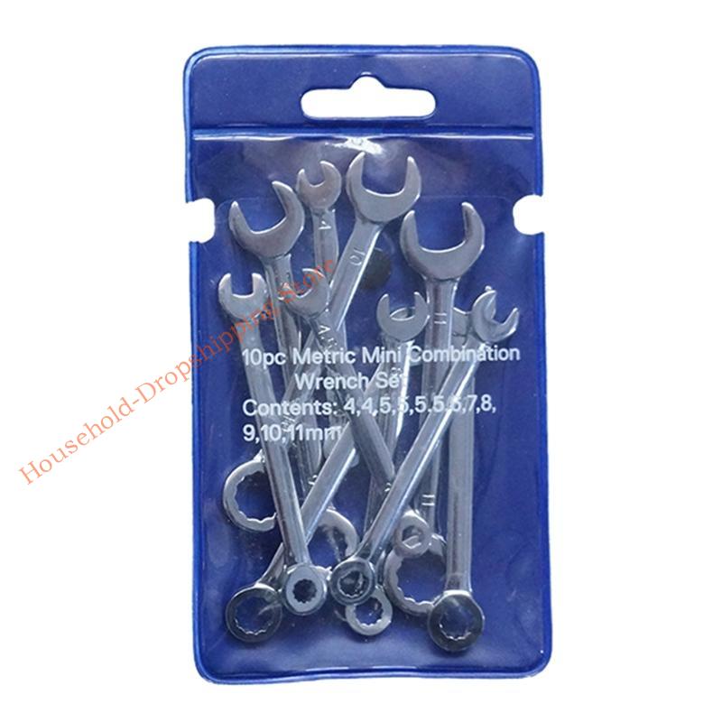 85AD 10Pcs Mini Wrench Set Open End and Box End Standard Combination Wrench Spanner
