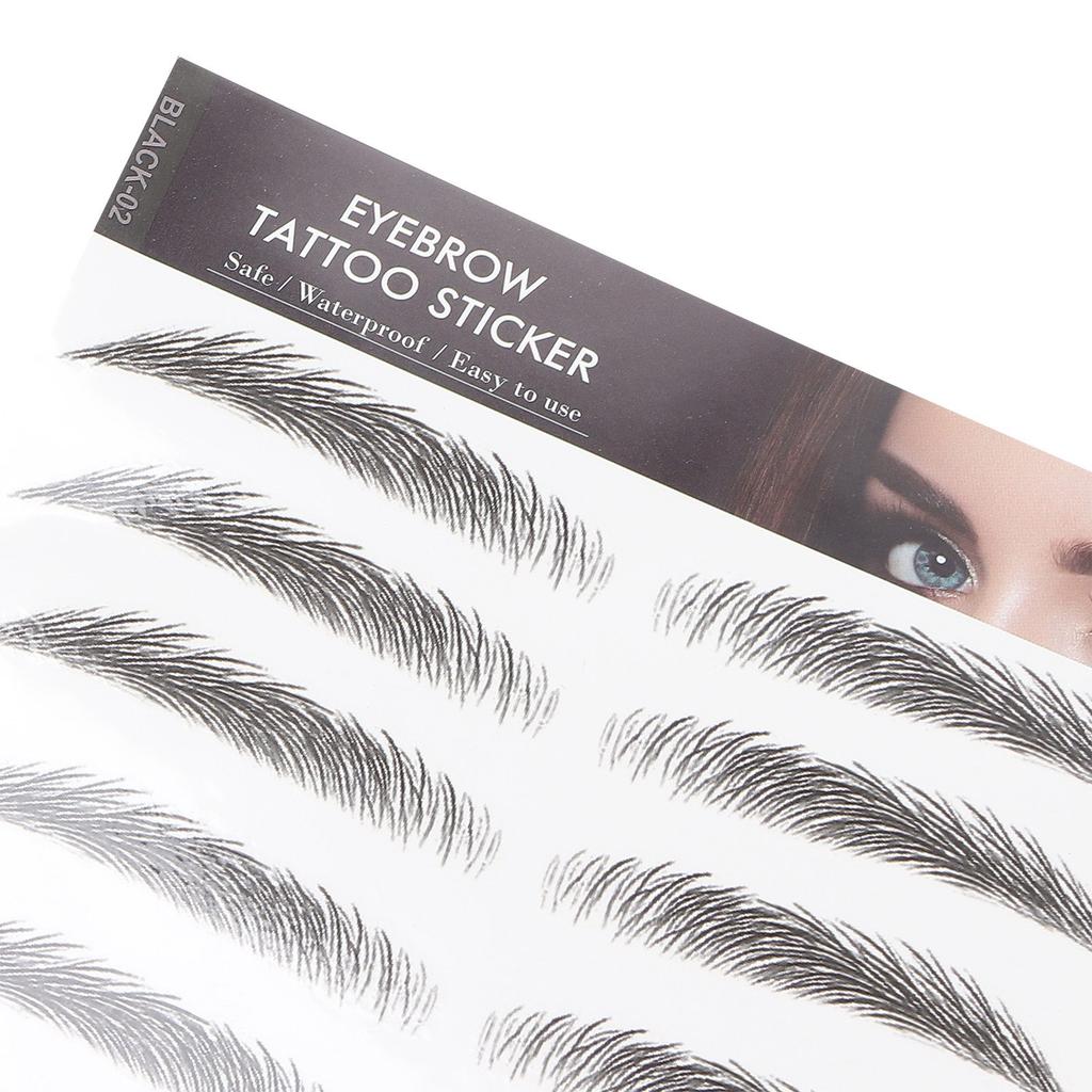 10 Sheets Waterproof Eyebrow Stickers Disposable Temporary Brow False Eyebrows Sticker Set (Black)