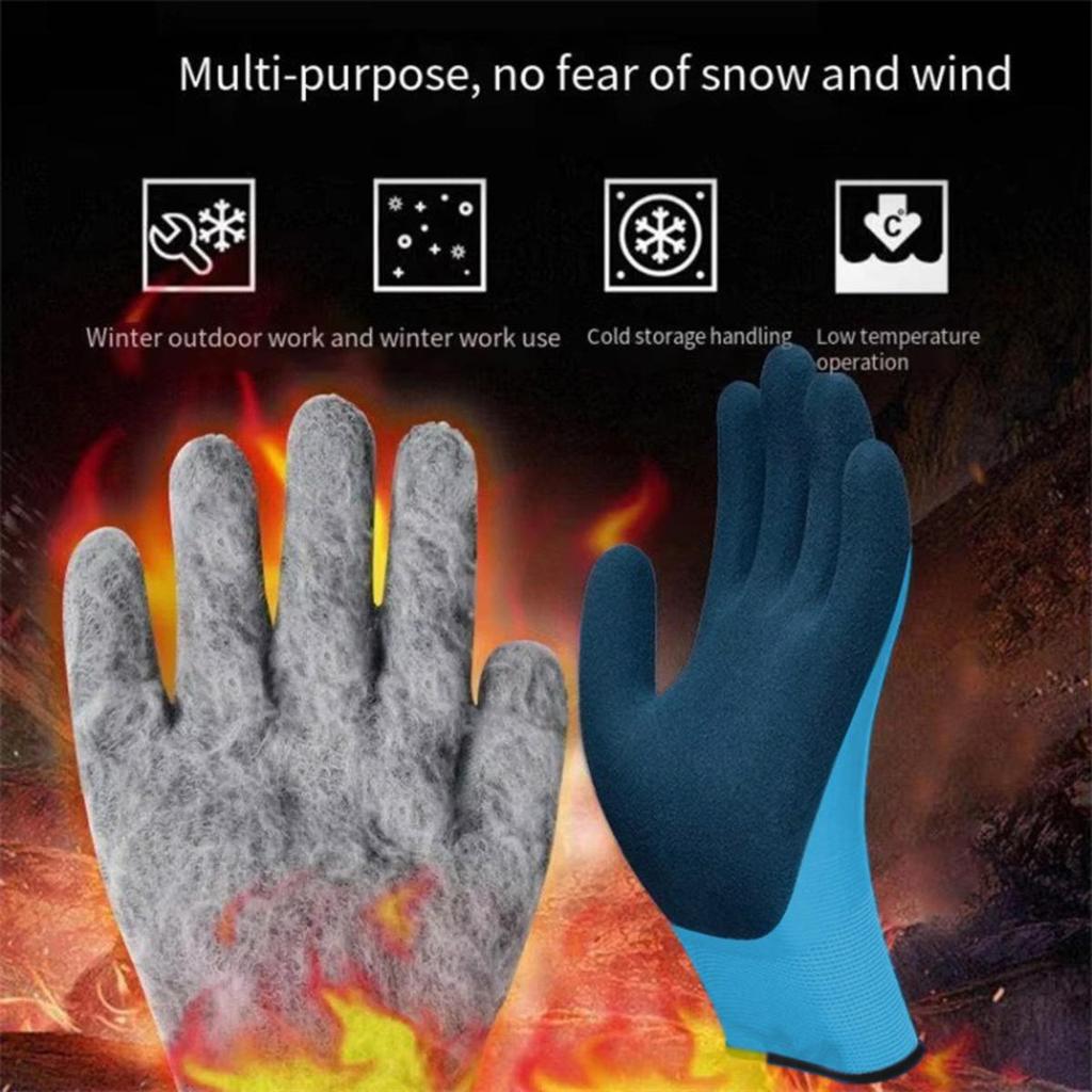 1Pair Winter Waterproof Work Safety Thermal Gloves Anti-Slip Grip Garden Gloves for Worker Builder Hands Protection