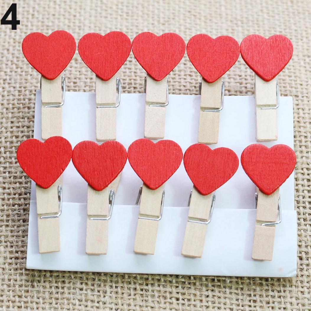 

10шт мини-сердечки деревянные колышки фотоклипы ремесло свадьба домашний декор 10 pcs