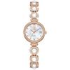 Ladies Small Waterproof Quartz Analog Wristwatch Rose Gold Metal Band Pearl Bracelet Slim Watch