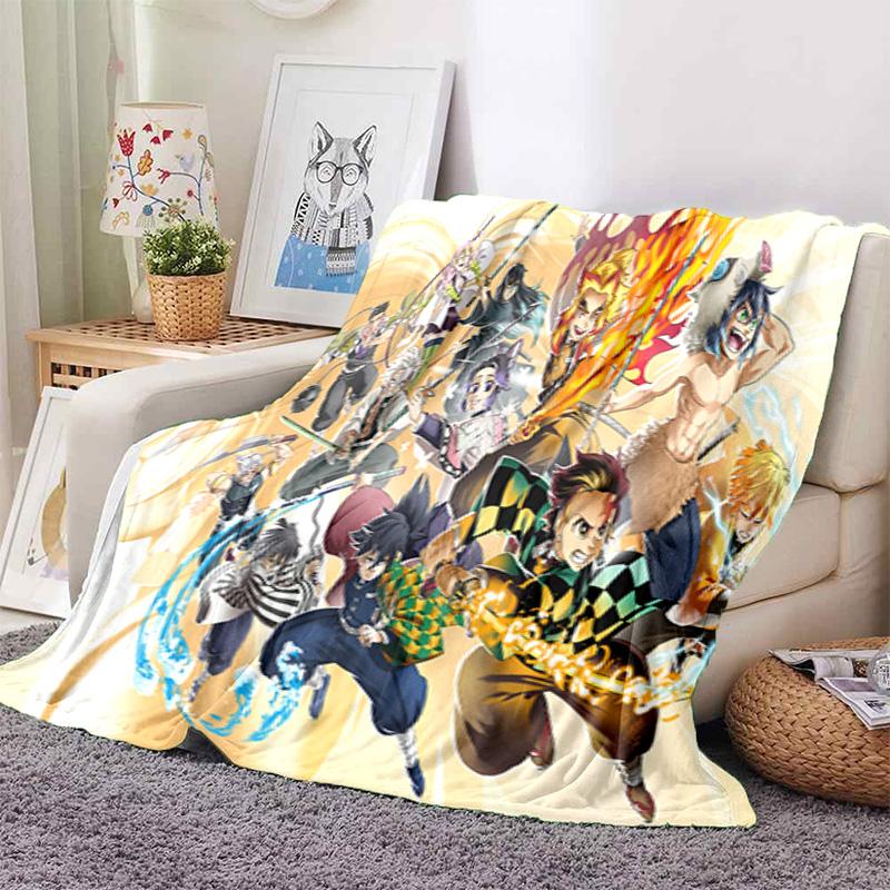 Japanese manga artist Koyoharu Gotouge's Demon Slayer blanket Soft and portable four season home bed, office travel, lunch break, warm blanket K24