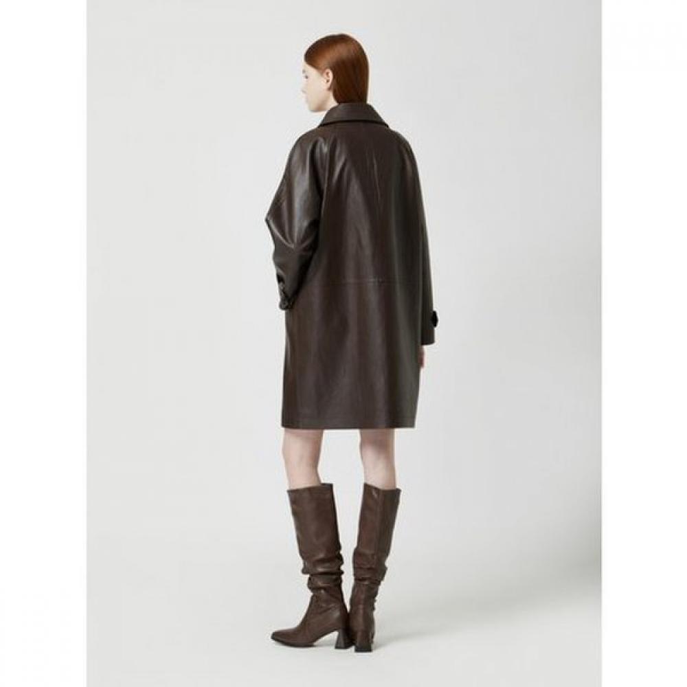 Cc Collect Fake Leather Stand Collar Long Jacket C254psf513