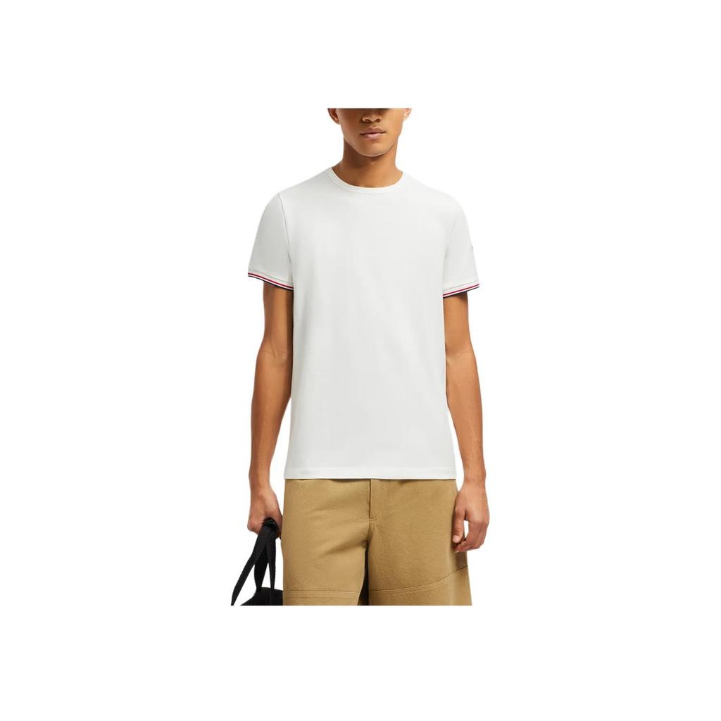 Moncler Solid Color Round Neck Slim Fit Short Sleeve T-Shirt Men Tops Gray White K1-091-8C71600-87296-004