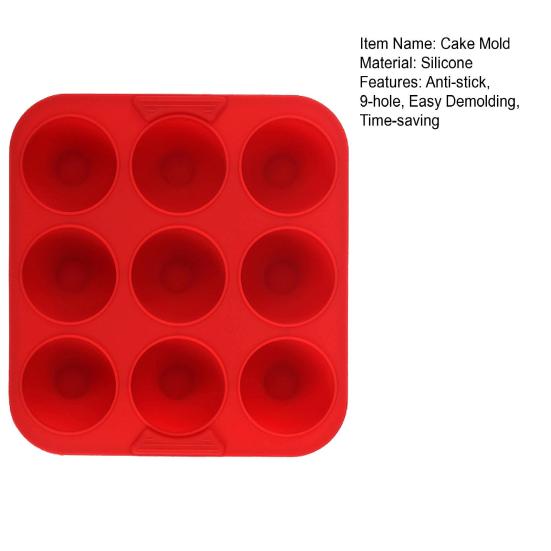 9-hulls silikonkakeform Matkvalitets firkantet bakeform for kaker, iskrem, gelé Slipplett Høy temperaturbestandig DIY bakeverktøy