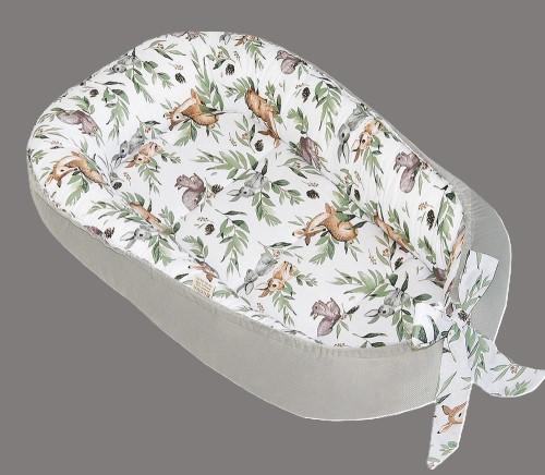 Baby cocoon wrap double-sided velvet/cotton (ash + squirrel)
