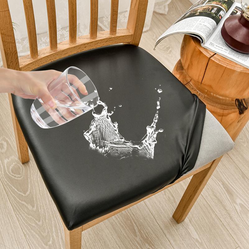 Waterproof PU Leather Seat Covers for Dining Chairs Stretch Dining Room Chair Seat Covers Kitchen Chair Seat Covers Protectors