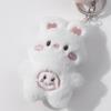 Charming DIY Pearl Lace Bow Heart Pompon Rabbit Keychain Bag Charm