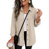 Women's Casual Button Front Long Sleeve Loose Fit Cardigan for Everyday Wear