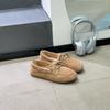 French retro leather soft-soled Doudou shoes 2025 spring and autumn new round head lace-up versatile casual loafers grandma shoes