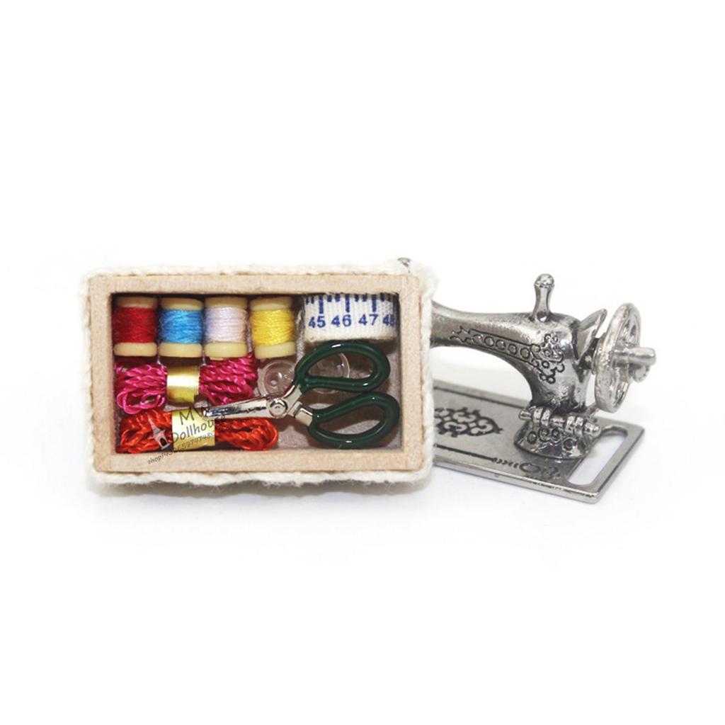 1:12 Dollhouse Miniature Sewing Machine Model for Living Room Bedroom Decor Ornament