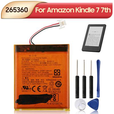 Rechargeable Lithium Battery For Amazon Kindle Paperwhite Kindle 7 8 MC-265360-03 E-Reader Battery 890mAh