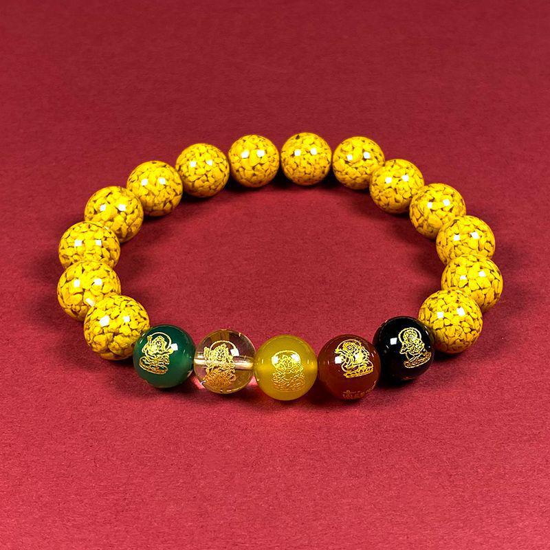 Natural High-Content Cinnabar Wealth Bracelet - Purple Gold Imperial Red Sand