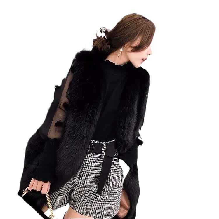 New imitation fur vest medium and long imitation fox fur coat women's autumn and winter fur vest