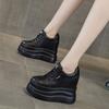 New autumn breathable wedge heel women's shoes lace mesh cm thick sole inner height increase casual white shoes