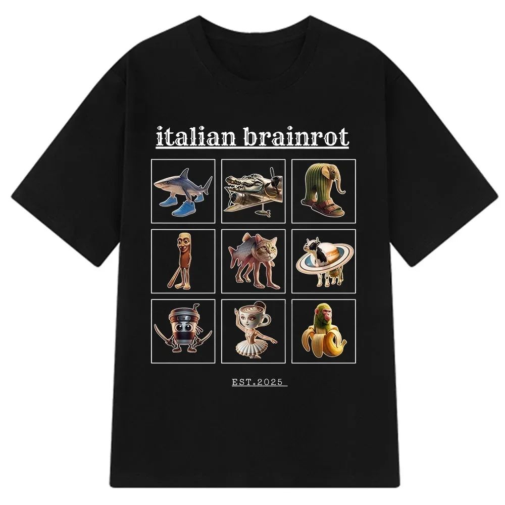 Bombardiro Crocodilo Italian Brainrot Meme T-Shirt Men's Women's Short Sleeve Cotton Tees Funny Graphic Y2k T-shirt Summer Tops
