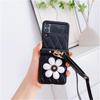 Blume karierten Crossbody lange Kette Ledertasche für Samsung Galaxy Z Flip 4 5 Fall für Galaxy Z Flip 3 Abdeckung 5G Flip